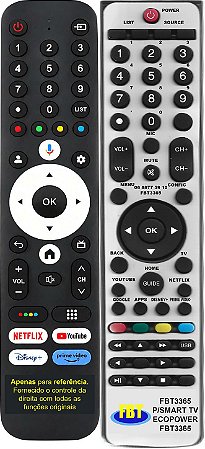 Controle Remoto Compatível P/Smart TV ECOPOWER EPTV043G FBT3365
