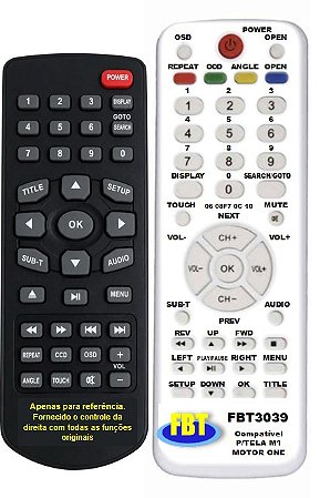Controle Remoto Compatível P/TELA M1 MOTOR ONE FBT3039