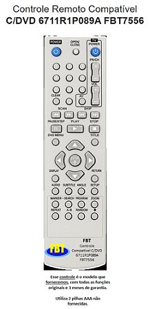 Controle Remoto Compatível C/DVD 6711R1P089A FBT7556