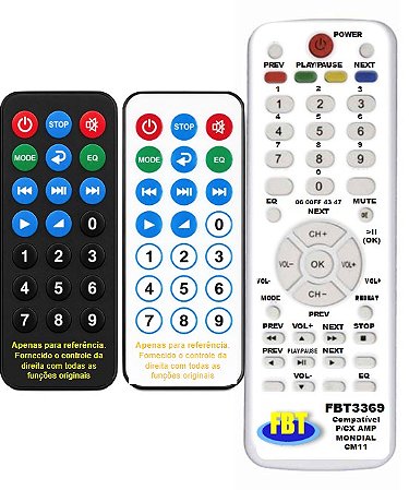 Controle Remoto Compatível P/CX AMP MONDIAL CM11 FBT3369