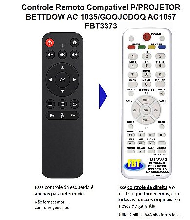 Controle Remoto Compatível P/PROJETOR BETTDOW AC 1035/GOOJODOQ AC1057 FBT3373