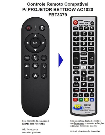 Controle Remoto Compatível P/PROJETOR BETTDOW AC1020 FBT3379