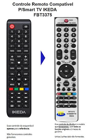 Controle Remoto Compatível P/Smart TV IKEDA FBT3375