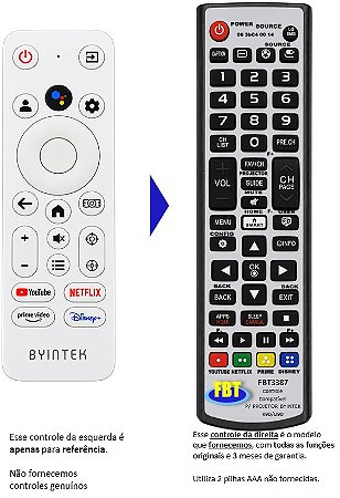 Controle Remoto Compatível P/ PROJETOR BYINTEK R90/U90 FBT3387