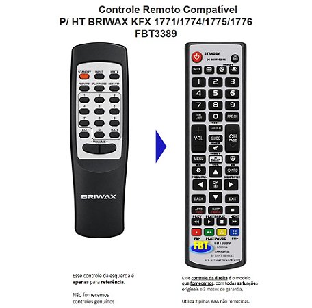 Controle Remoto Compatível P/ HT BRIWAX KFX 1771/1774/1775/1776 FBT3389