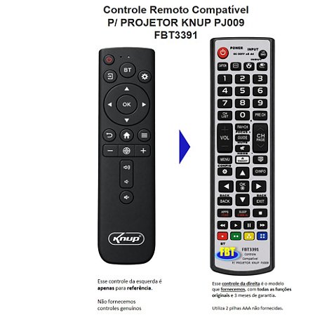 Controle Remoto Compatível P/ PROJETOR KNUP PJ009 FBT3391