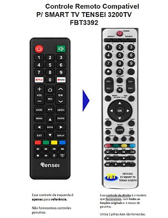 Controle Remoto Compatível P/ SMART TV TENSEI 3200TV FBT3392