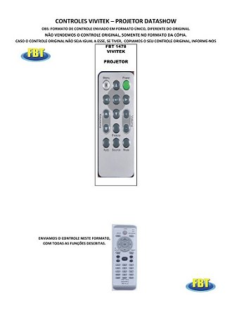 Controle Remoto Compatível - VIVITEK para Projetor