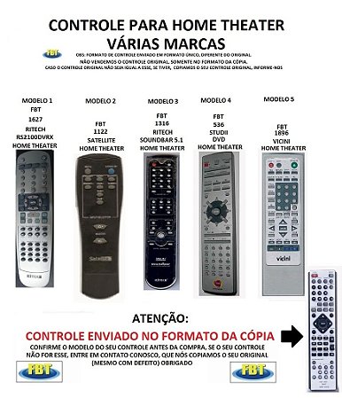 Controle Remoto Compatível - para Home THEATERS RITECH-SATELLITE-STUDII-VICINI