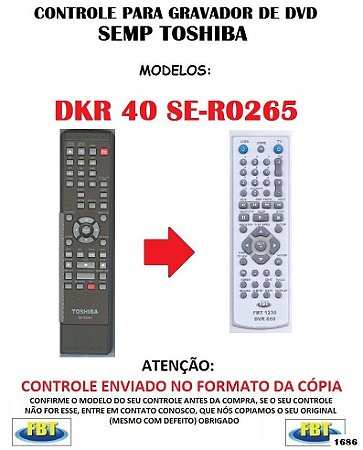 Controle Remoto Compatível - para GRAVADOR DE DVD SEMP DKR 40 SE-R0265