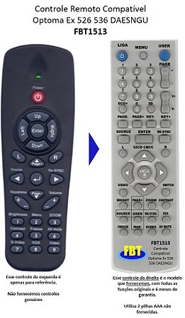 Controle Remoto Compatível - Optoma BR300 EX526 536 DX609V EP727 EP728 EW1610 TS721 TX727 TX728 X542 TX762 EX542 DS551 DX551 TS551 TX551 TX631-3D TW631-3D