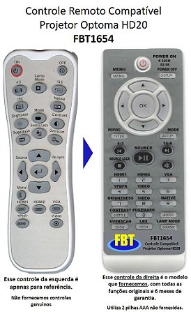 Controle Remoto Compatível - Optoma 3042B HD20 HD22 HD23 HD200X HD2200 HT1081 HD1080P HD131XE FBT1654