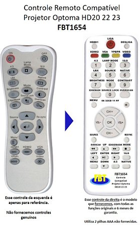 Controle Remoto Compatível - Optoma 3042B HD20 HD22 HD23 HD200X HD2200 HT1081 HD1080P HD131XE FBT1654