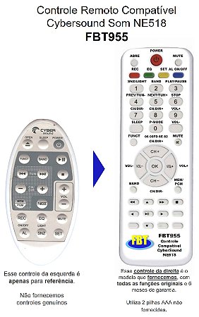 Controle Remoto Compatível para MP3 RADIO Automotivo CYBERSound