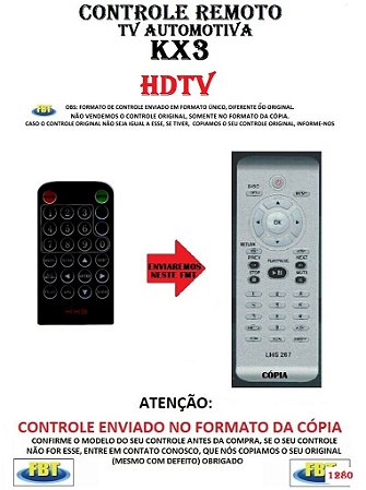 Controle Remoto Compatível - para TV AUTOMOTIVA KX3