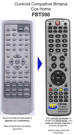 Controle Remoto Compatível - para DVD CCE C/ BASS E TREBLE FBT598