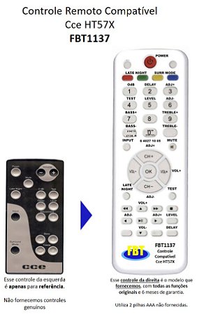 Controle Compatível CCE DCS 57 RX Hometheater FBT1137