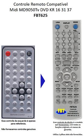 Controle Remoto Compatível C/ MIDI JAPAN MD9050Tv FBT625