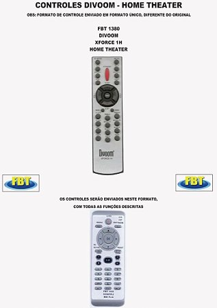 Controle Remoto Compatível - Home THEATER DIVOON  XFORCE 1H