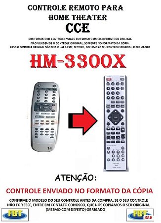 Controle Remoto Compatível - para Home THEATER CCE HM-3300X