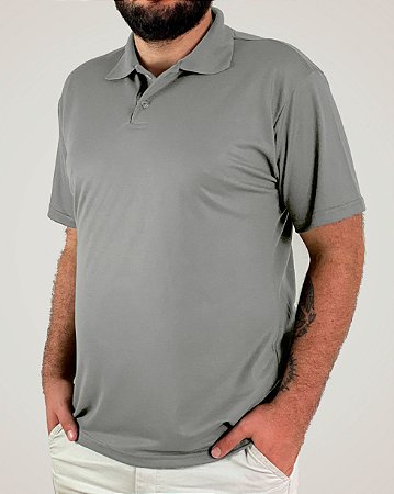 Camiseta Polo Cinza Claro, Poliviscose