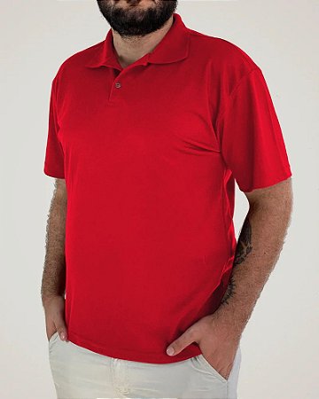 Camiseta Polo Vermelha, Extra Grande, Poliviscose