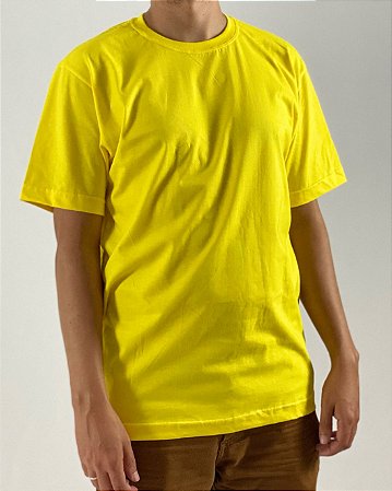 Camiseta Amarelo Canário, 100% Algodão, Fio 30.1 Penteado