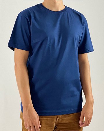 Camiseta Azul Marinho, 100% Algodão, Fio 30.1 Penteado