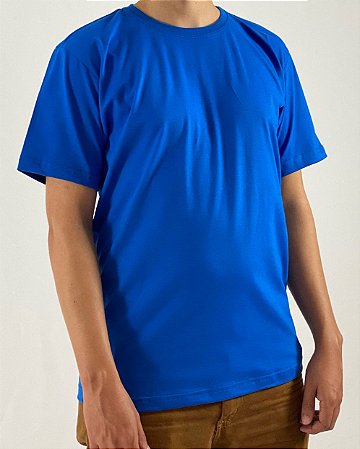 Camiseta Azul Royal, 100% Algodão, Fio 30.1 Penteado
