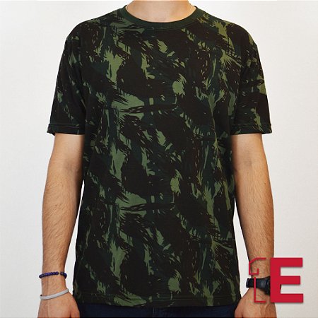 Camiseta Camuflada, 67% Poliéster e 33% Viscose