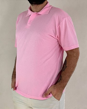 Camiseta Polo Rosa Bebê, Extra Grande, Poliviscose
