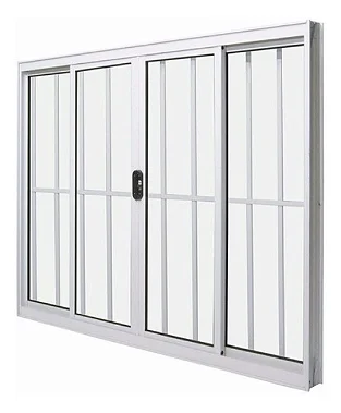 Janela de alumínio 04 folhas com grade branca - 100x120