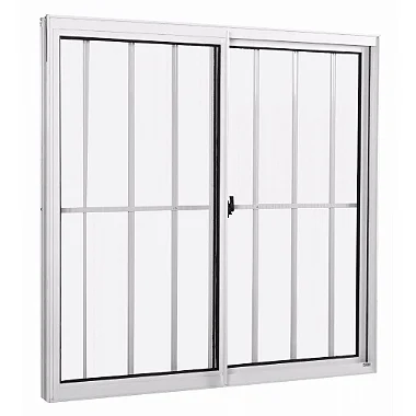Janela de alumínio 02 folhas com grade branca - 120x120