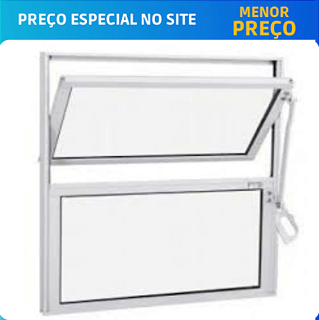 Janela Vitro Basculante em Alumínio Branco Linha16 - 50X50