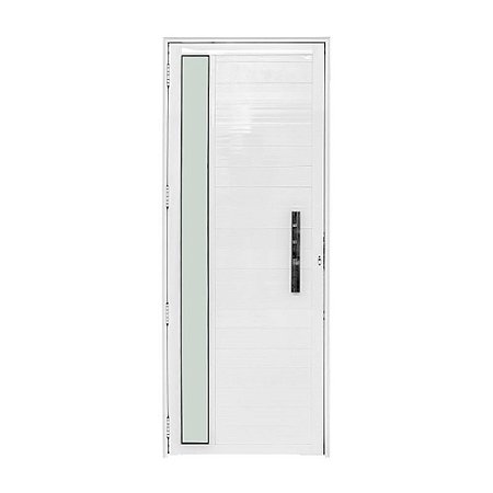 Porta De Alumínio Lambril Visor Branca Direita - 210x90