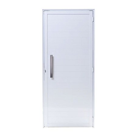 Porta De Alumínio Lambril com Puxador Branca Esquerda - 210x80