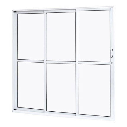 Porta de Alumínio de Correr com 3 Folhas Branco - 210x160