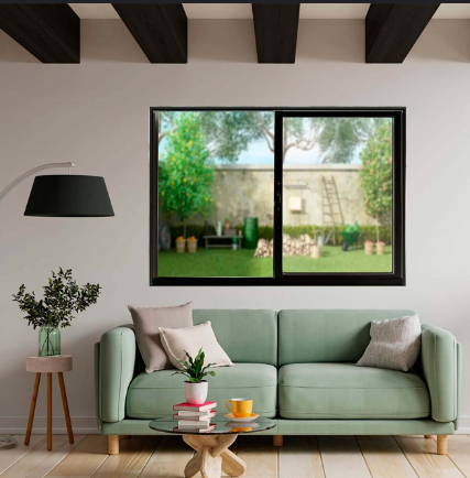 Janela de Alumínio Preto 02 folhas Linha Modular - 100x120