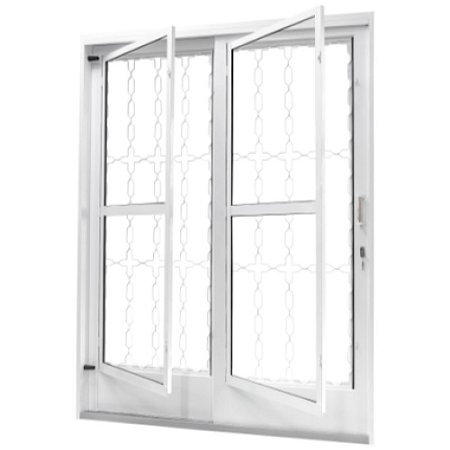 Porta de Correr em Aço Galvanizado com Grade Elo Branco "E"- 210x160