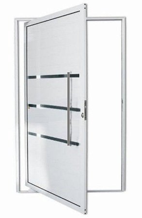 Porta pivotante com friso lambril branco esquerdo 210x100