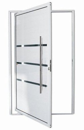 Porta pivotante com friso lambril branco Direita 230x100