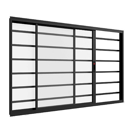 Janela de alumínio 02 folhas com grade Horizontal Preto - 100x150