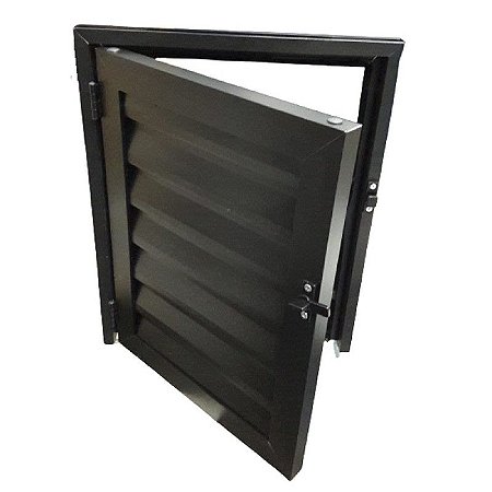 Porta Abrigo Alçapão Alumínio Preto 80x60 - Linha 25