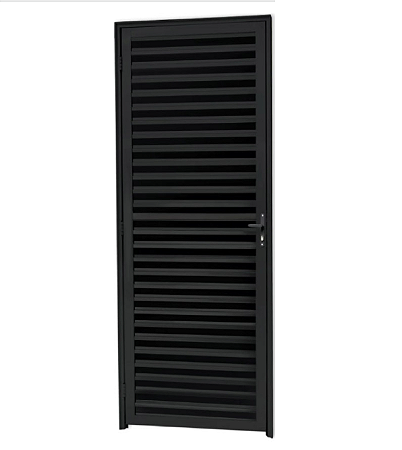 Porta de alumínio palheta preta maxx direita - 210x80