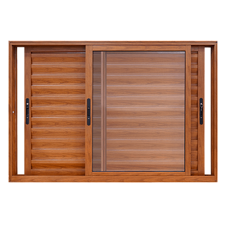 Janela de alumínio veneziana 03 folhas madeiro Maxx 120X150