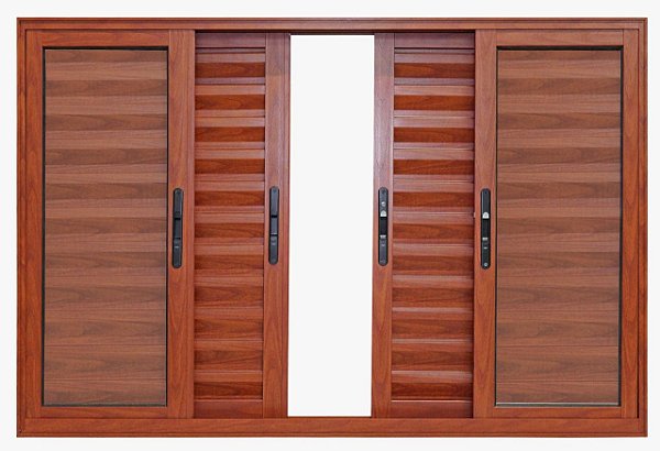 Janela de alumínio Maxx Madeiro veneziana 06 folhas - 120x150