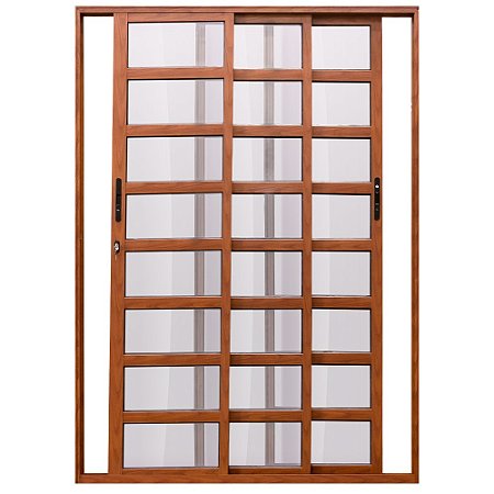 Porta de alumínio 03 Folhas móveis travessa madeiro - 210x120