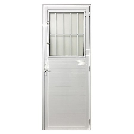 Porta de alumínio social lambril Branco Direita - 210x85