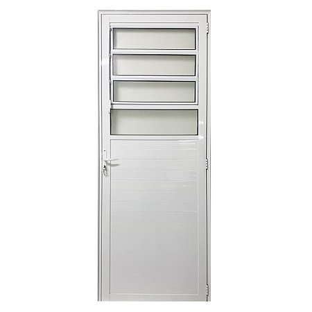 Porta de alumínio lambril basculante branca Direita - 210x90