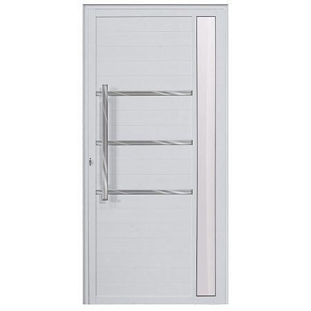 Porta de alumínio Visor com friso Lambril Branco Direita - 210x85
